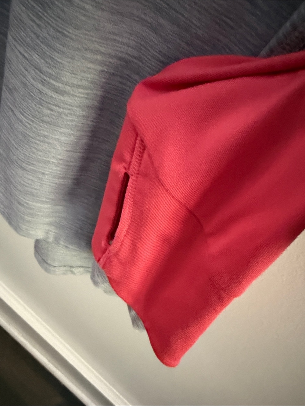 The North Face Heather Gray Raglan Long-Sleeve Tee with Coral Pink Sleeves - Picture 7 of 15